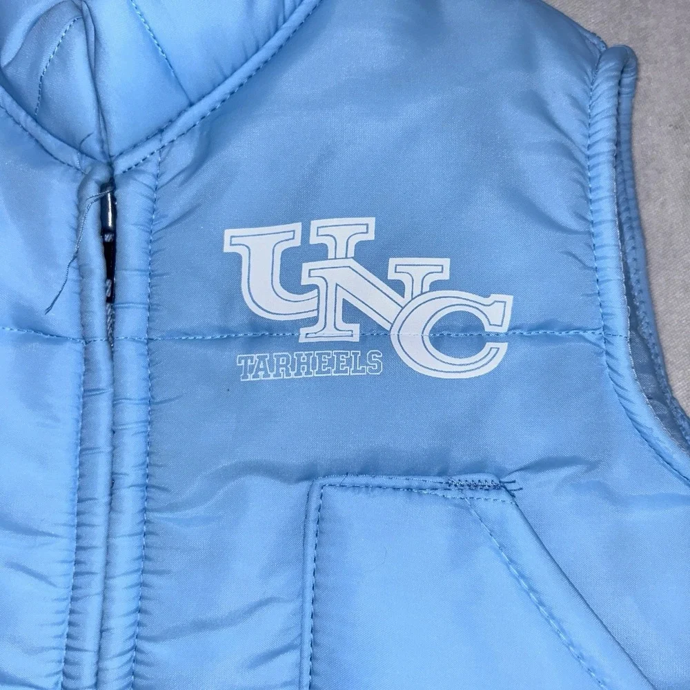 Vtg 80s North Carolina Tar Heels Kid Vest Chalk Line UNC Puffer Ski USA Zip Sz 5